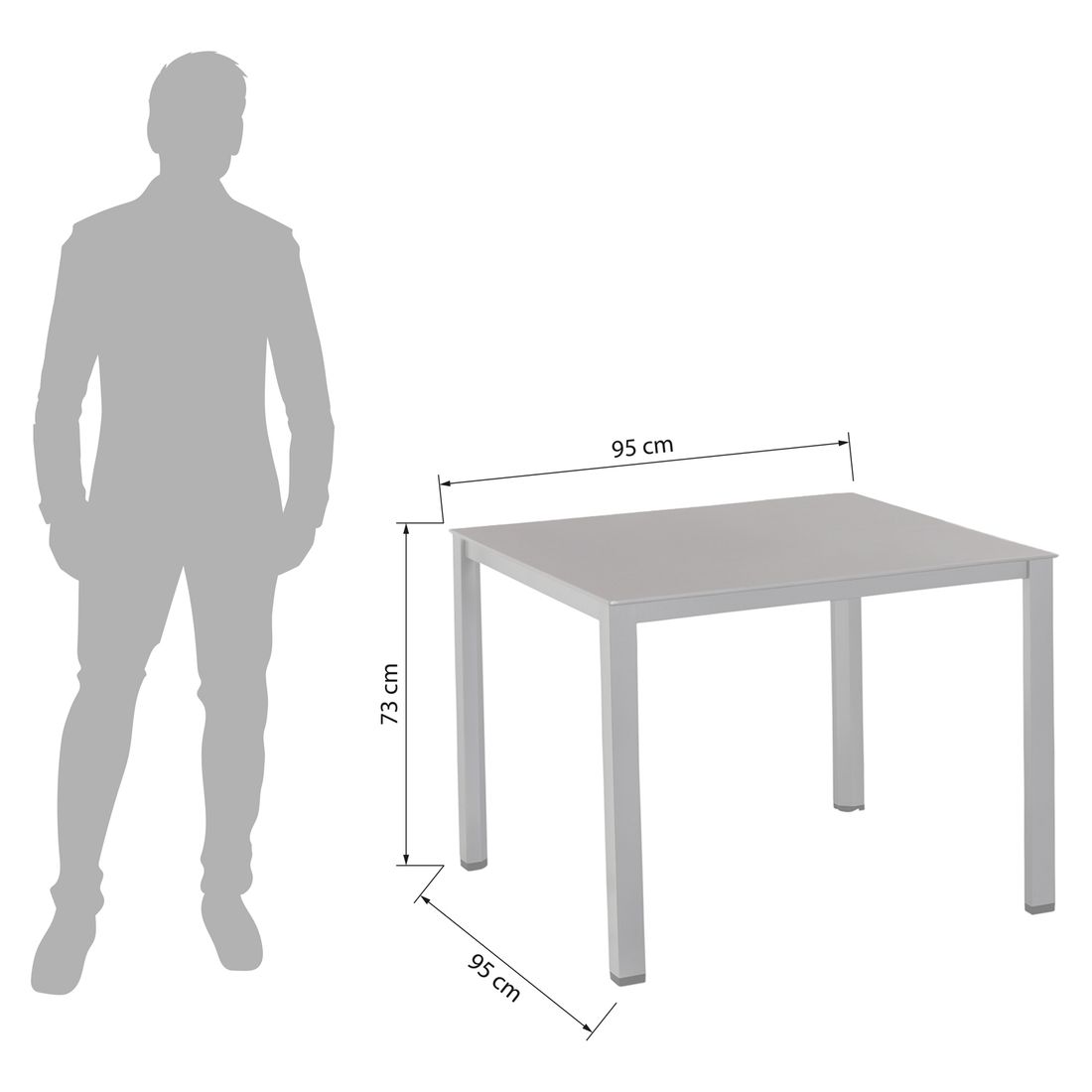 Kettler Cubic Gartentisch 95x95cm Aluminium/Kettalux