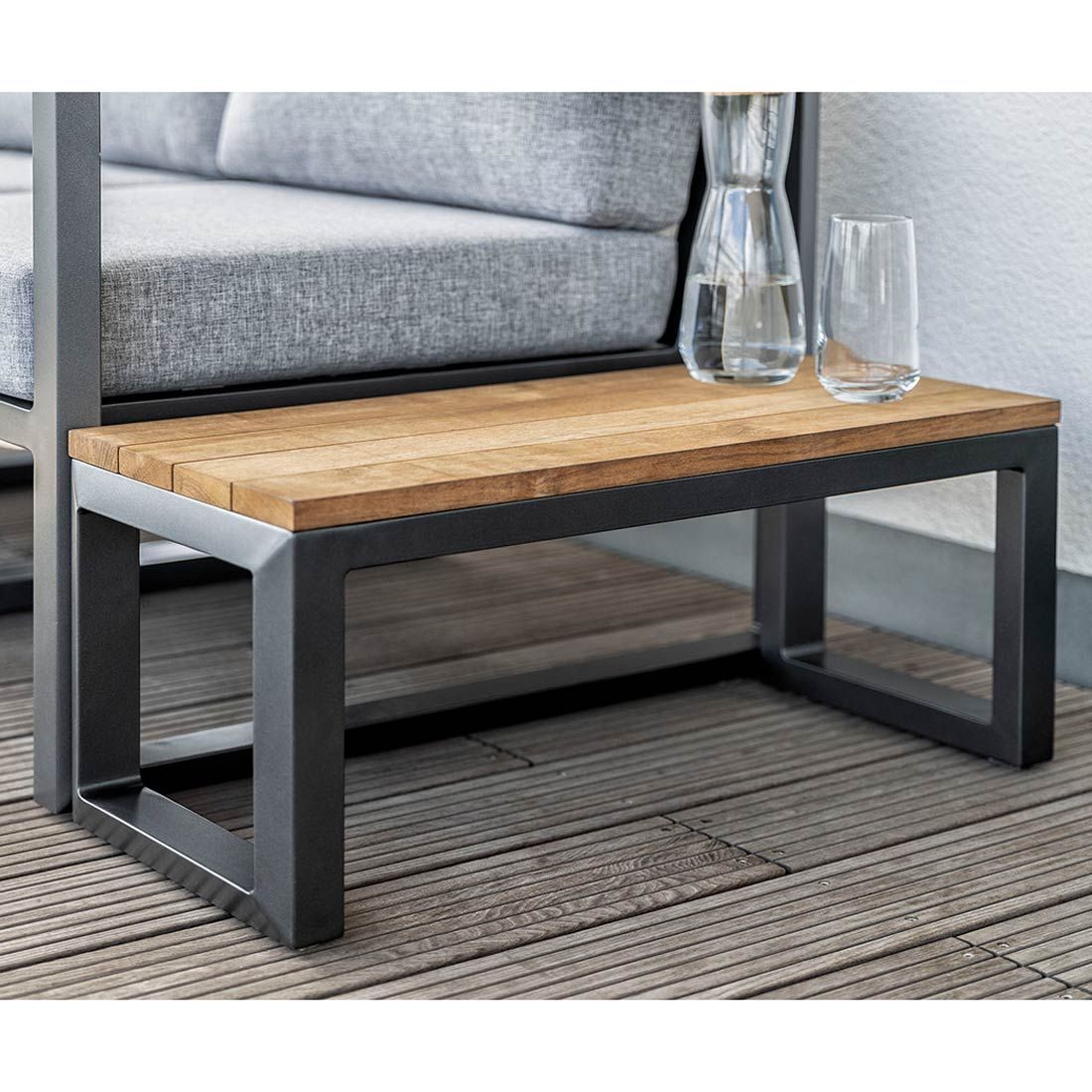 Kettler Ocean Skid Beistelltisch 70x30cm Aluminium/Teak