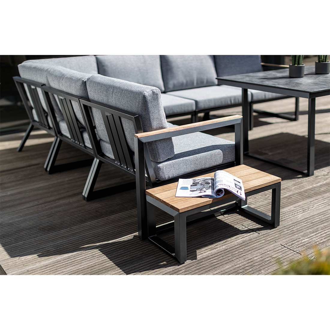 Kettler Ocean Skid Beistelltisch 70x30cm Aluminium/Teak