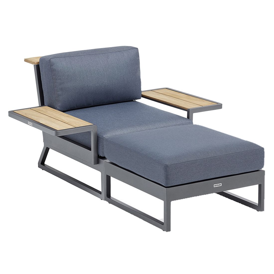 Kettler Ocean Skid Platform Loungesessel inkl. Loungehocker Aluminium/Agora