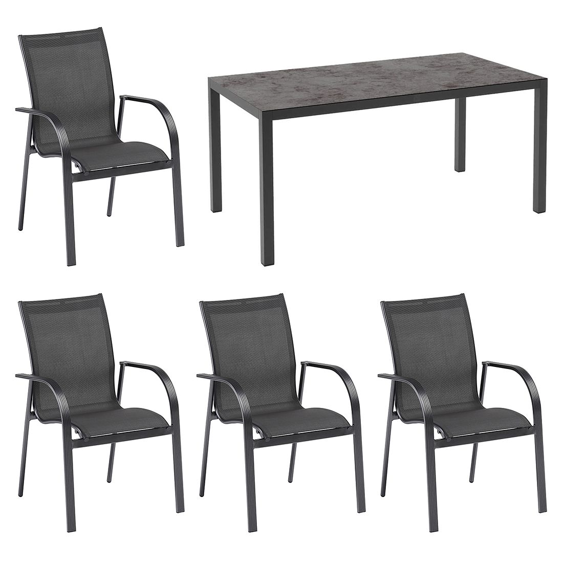Kettler Tampa Gartenmöbel-Set M (4 Plätze) mit OUTLIV. Tisch 160x90 cm