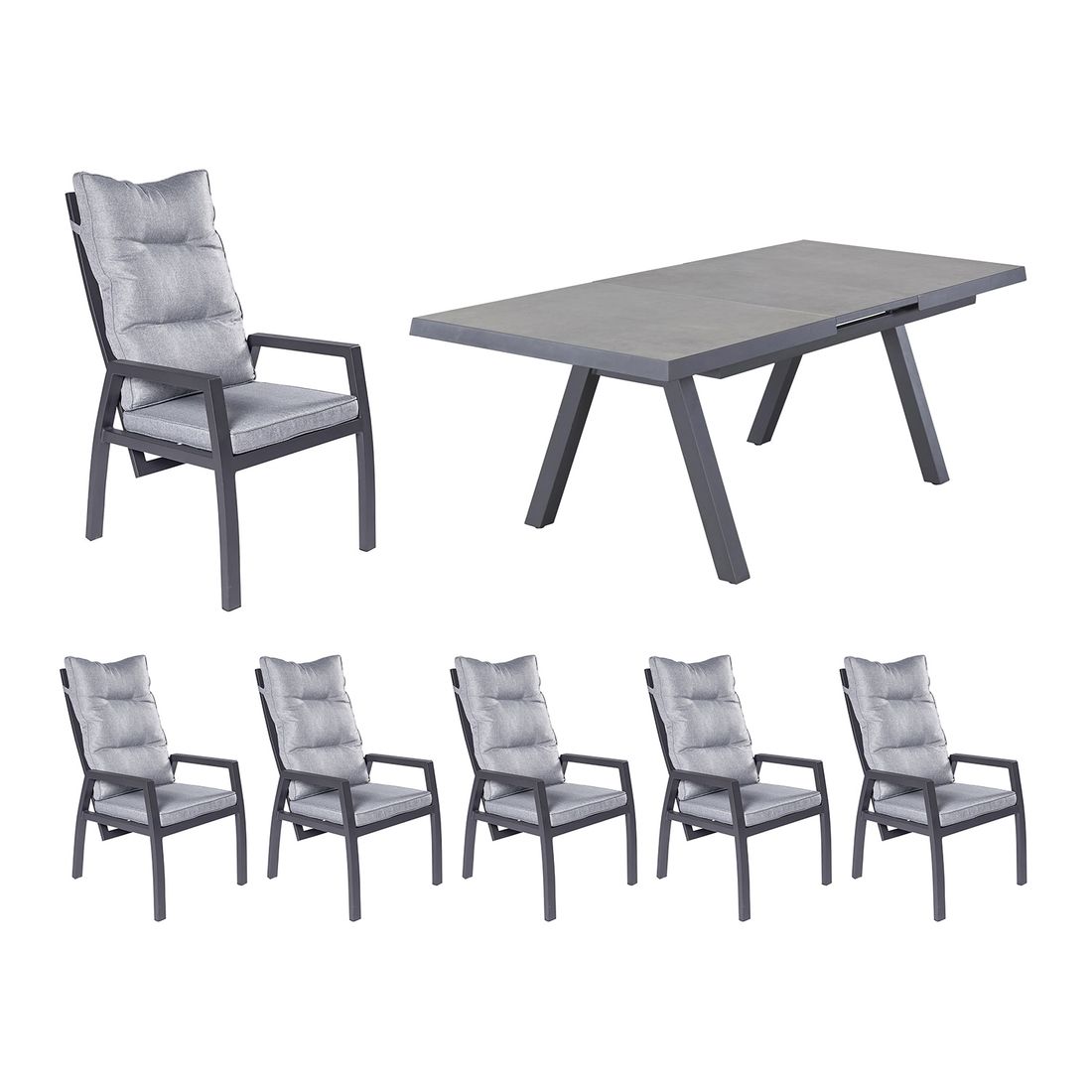 LC Garden Bondino Gartenmöbel-Set L verstellbar (6 Plätze) Tisch 160/210x100cm