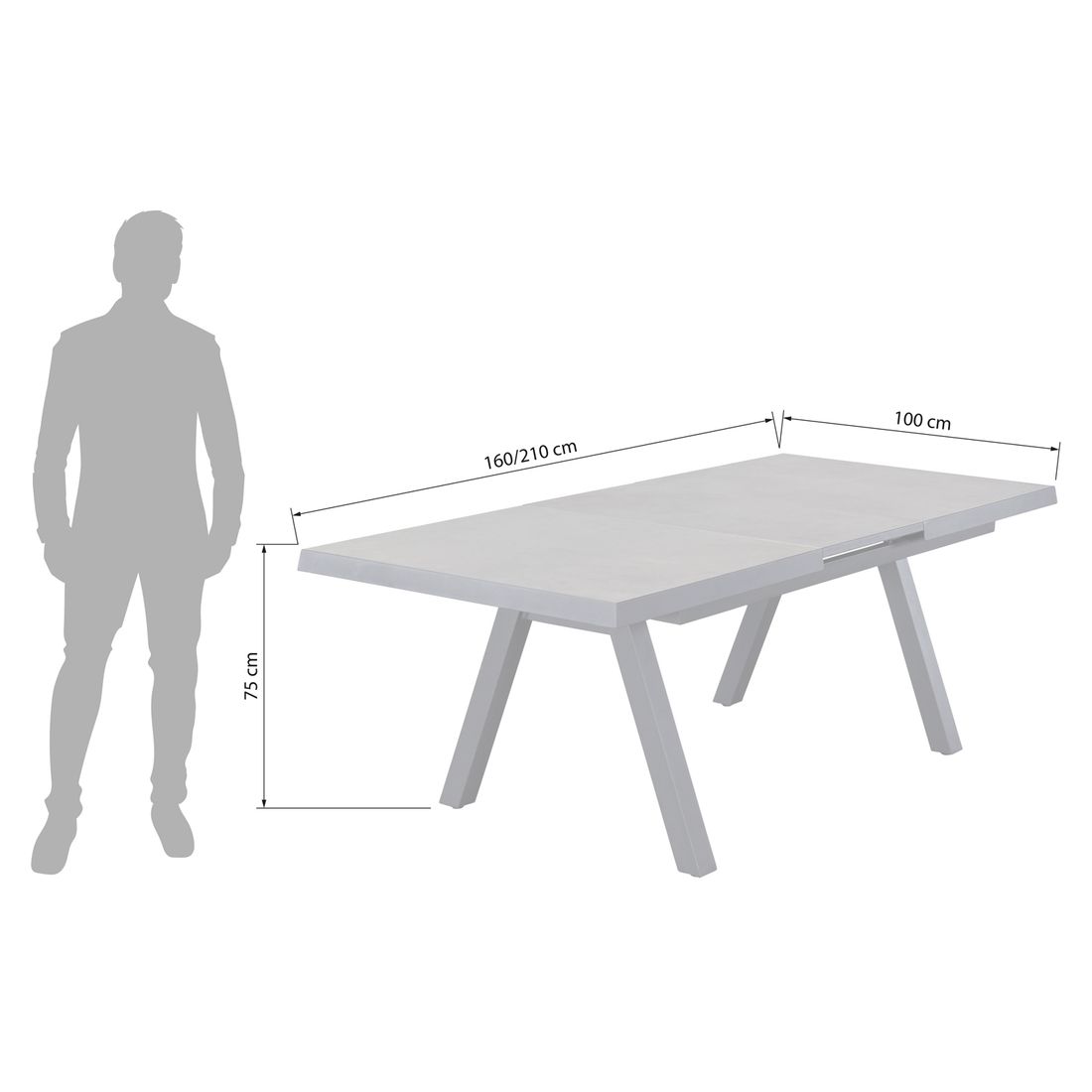 LC Garden Bondino Gartenmöbel-Set L verstellbar (6 Plätze) Tisch 160/210x100cm