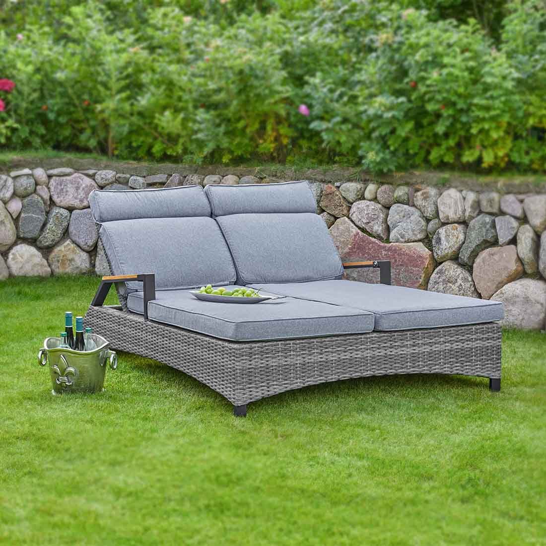 LC Garden Keramo Doppelliege inkl. Kissen Geflecht/Polyester