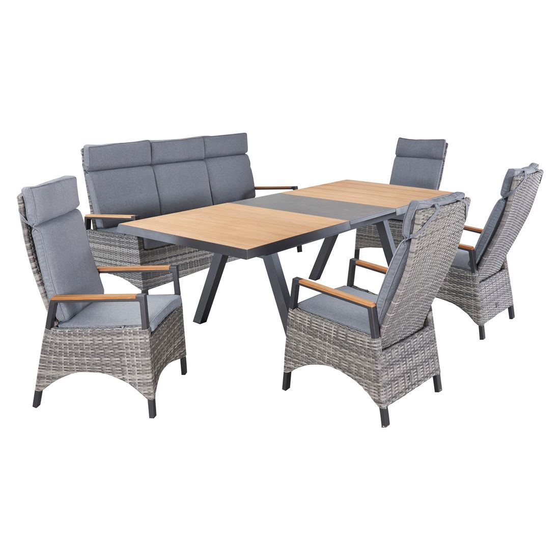 LC Garden Keramo Gartenmöbel-Set L verstellbar (7 Plätze) Tisch 200/260x100cm