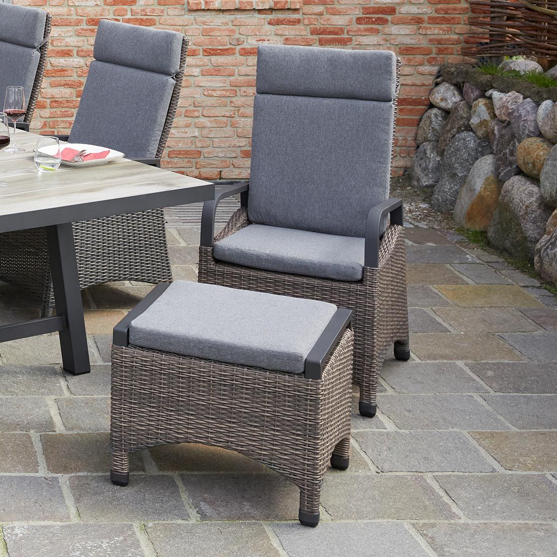 LC Garden Komido Gartenhocker Aluminium/Geflecht