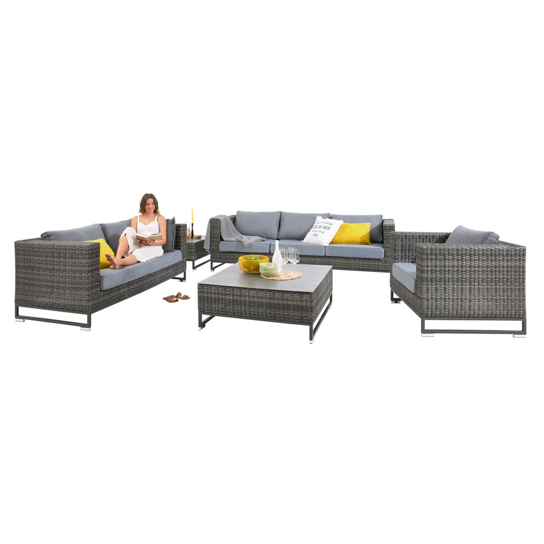 LC Garden Vivera Gartenloungesofa Aluminium/Geflecht