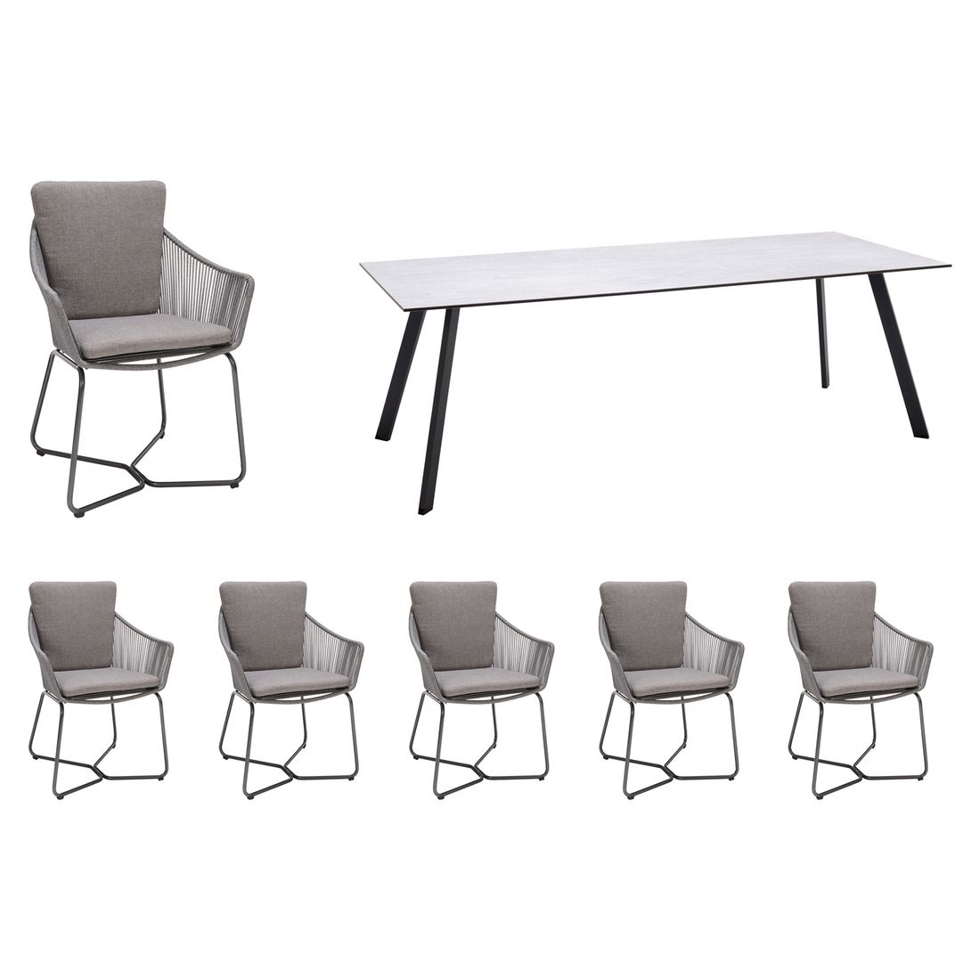 LifestyleGarden Opal Gartenmöbel-Set L (6 Plätze) Tisch 220x90cm
