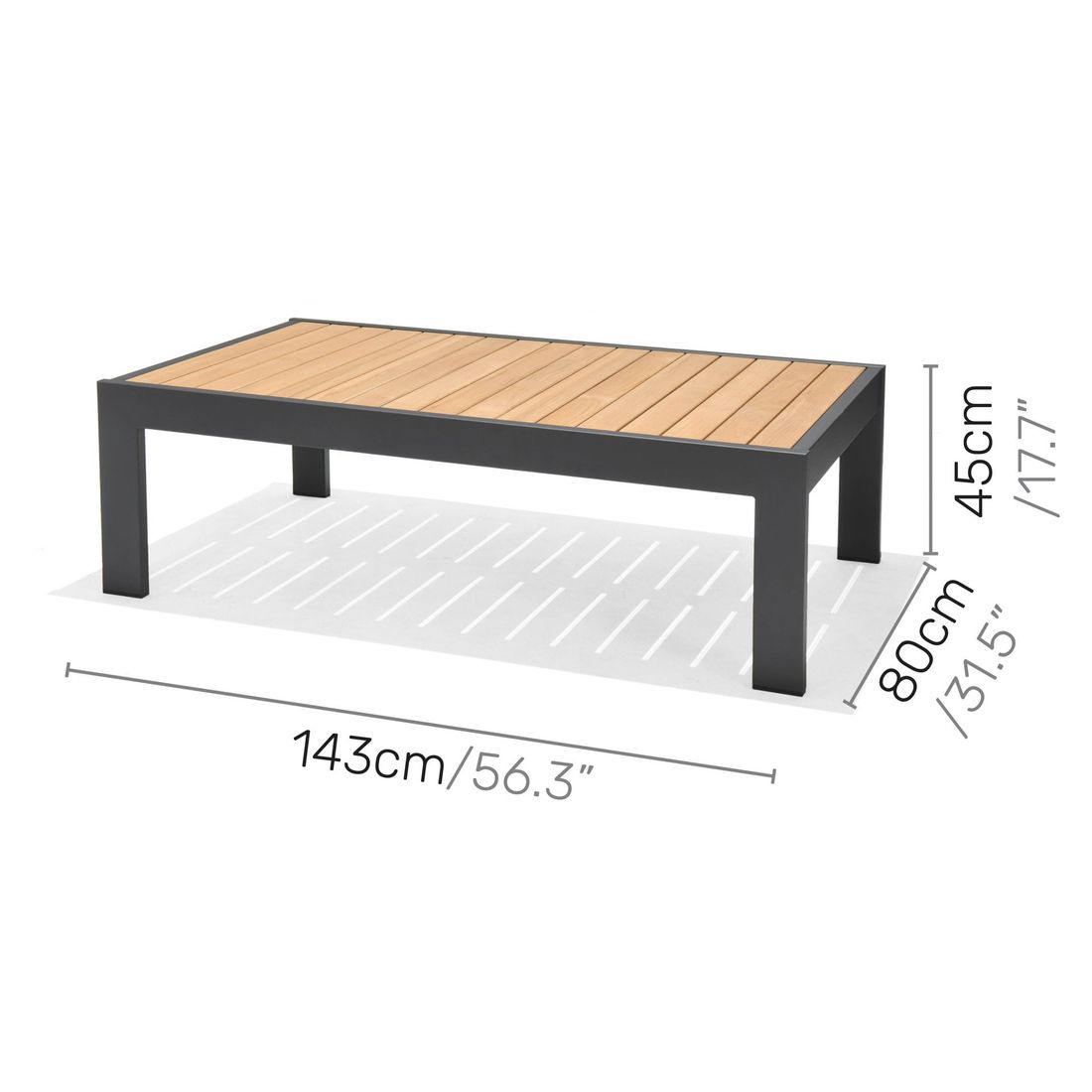 LifestyleGarden Palau Loungetisch 143x80cm Aluminium/Teak