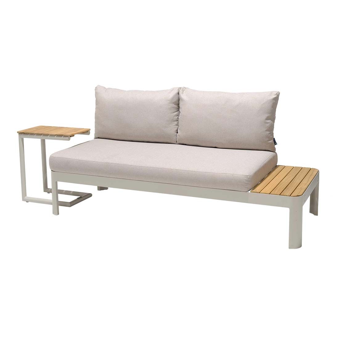 LifestyleGarden Portals Gartenloungesofa inkl. Beistelltisch Aluminium/Teak/Olefin