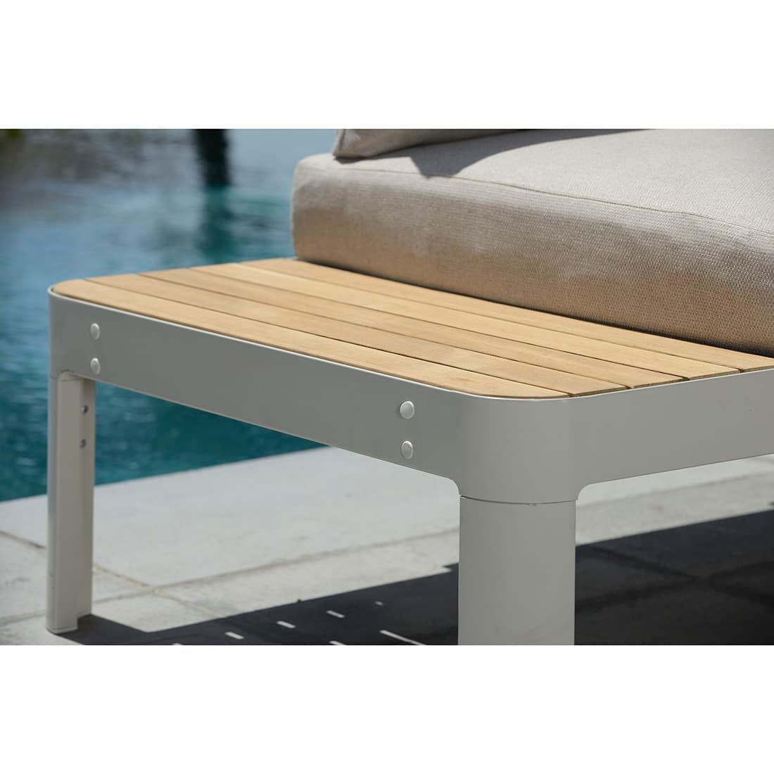 LifestyleGarden Portals Gartenloungesofa inkl. Beistelltisch Aluminium/Teak/Olefin