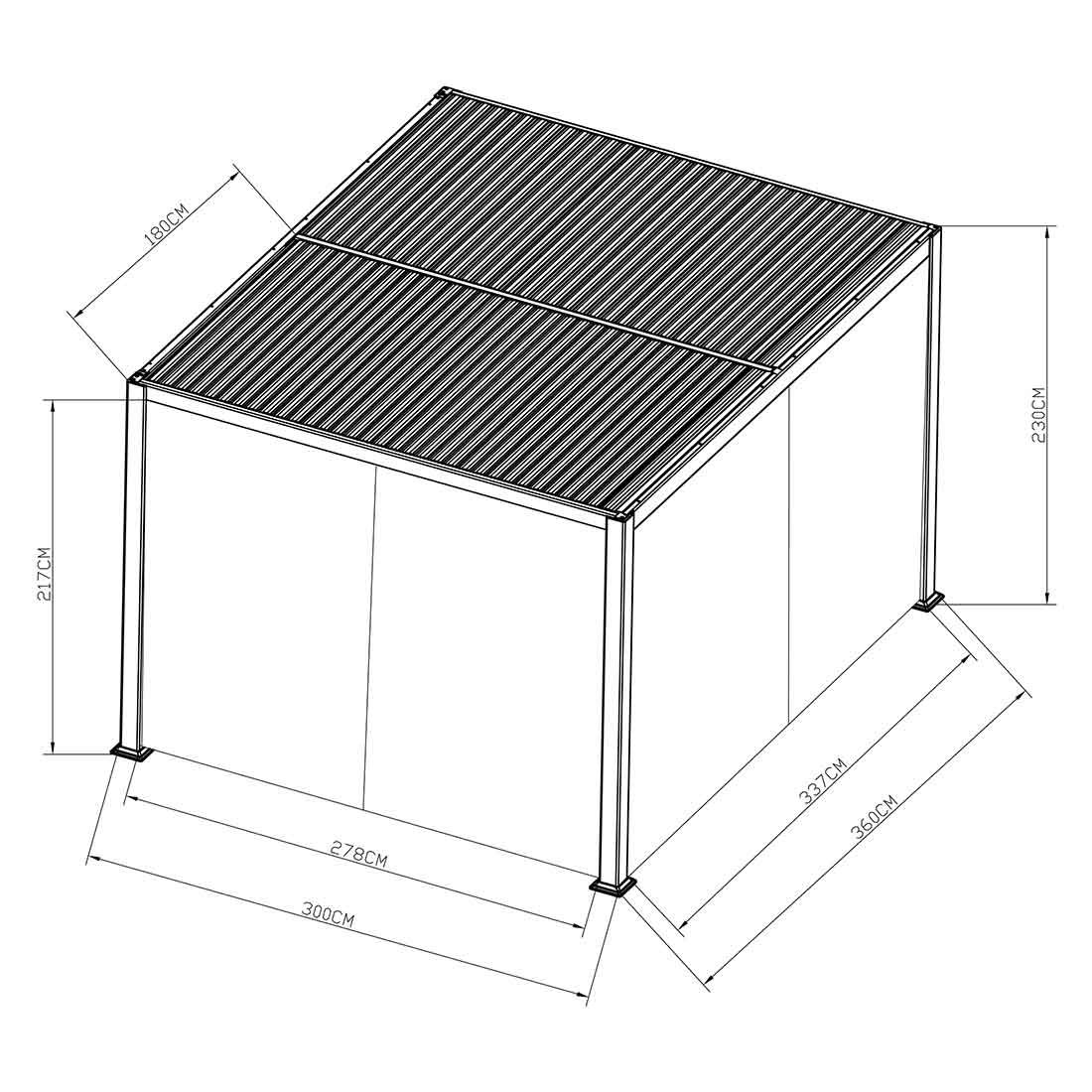 MWH Kiosko Gartenpergola 360cm Aluminium/Polyester