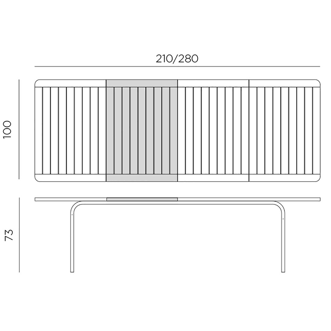 Nardi Alloro Ausziehtisch 210/280x100 cm Aluminium/Kunststoff