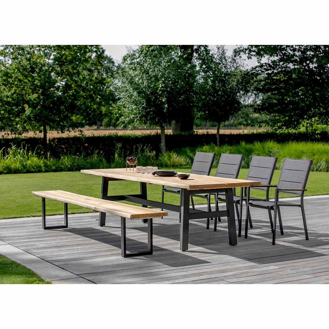 Niehoff Tavo Gartenbank 280cm Aluminium/Teak