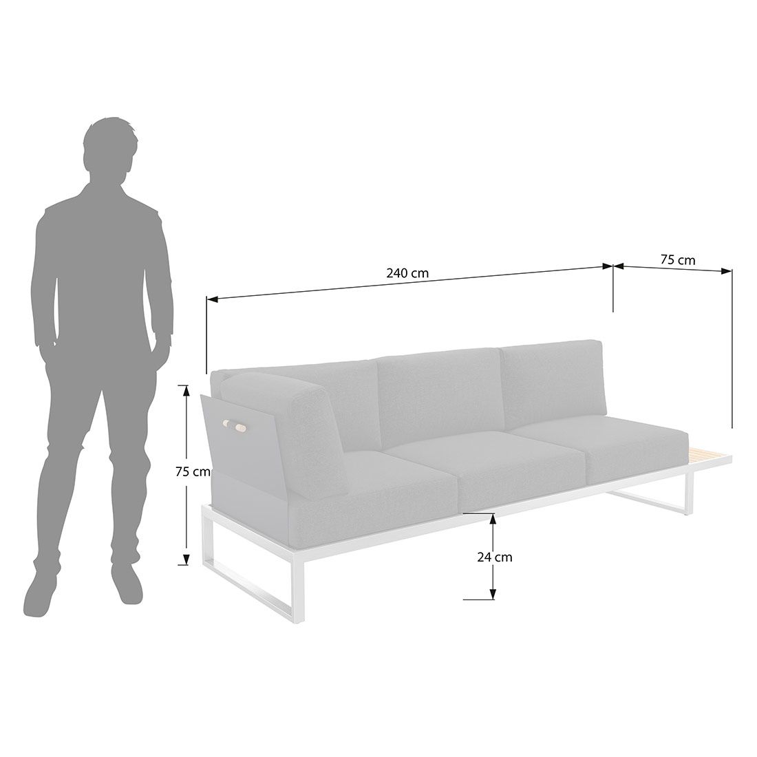 OUTLIV. Capri Gartensofa Edelstahl/Kunstfaser