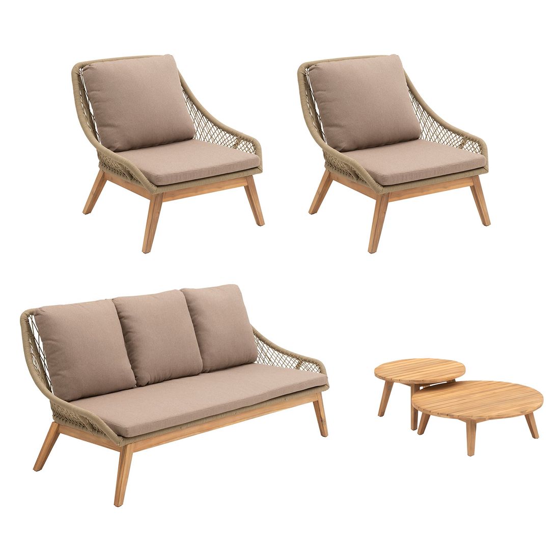 OUTLIV. Danao Loungeset inkl. Loungetisch Akazie/Rope
