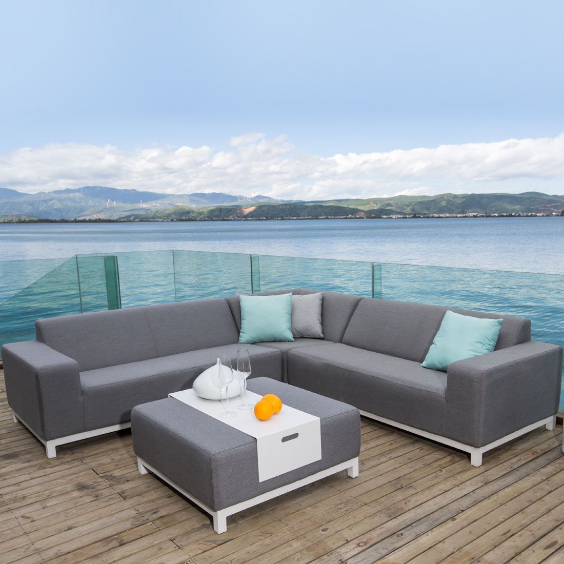 OUTLIV. Devane Eck-/Endmodul Aluminium/Sunbrella