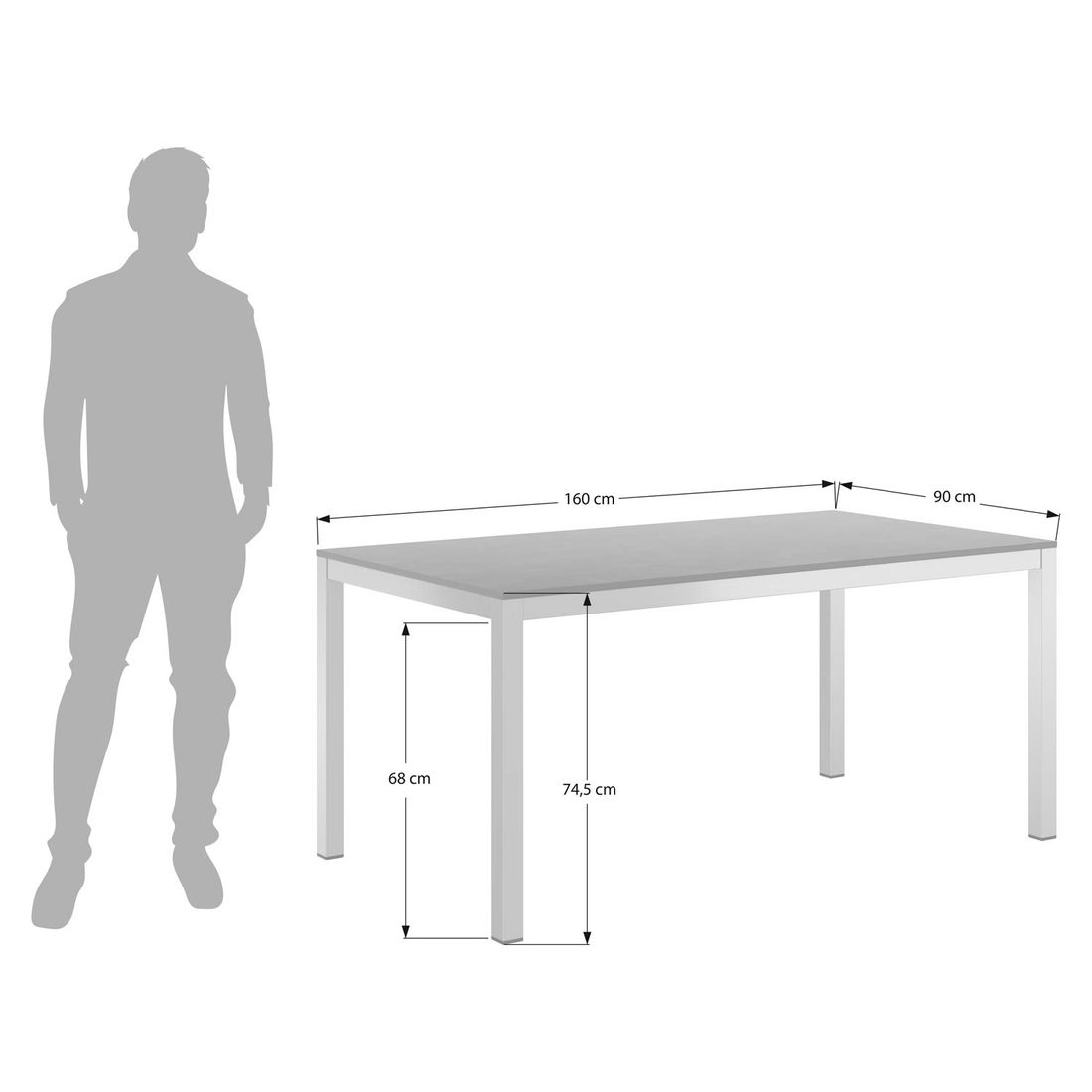 OUTLIV. Gartentisch 160x90cm Aluminium/HPL