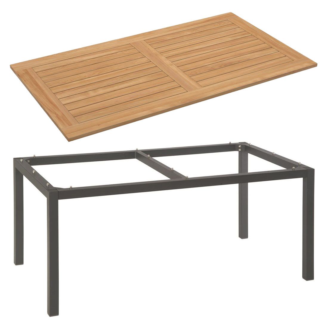 Stern Gartentisch 160x90cm Aluminium/Teak