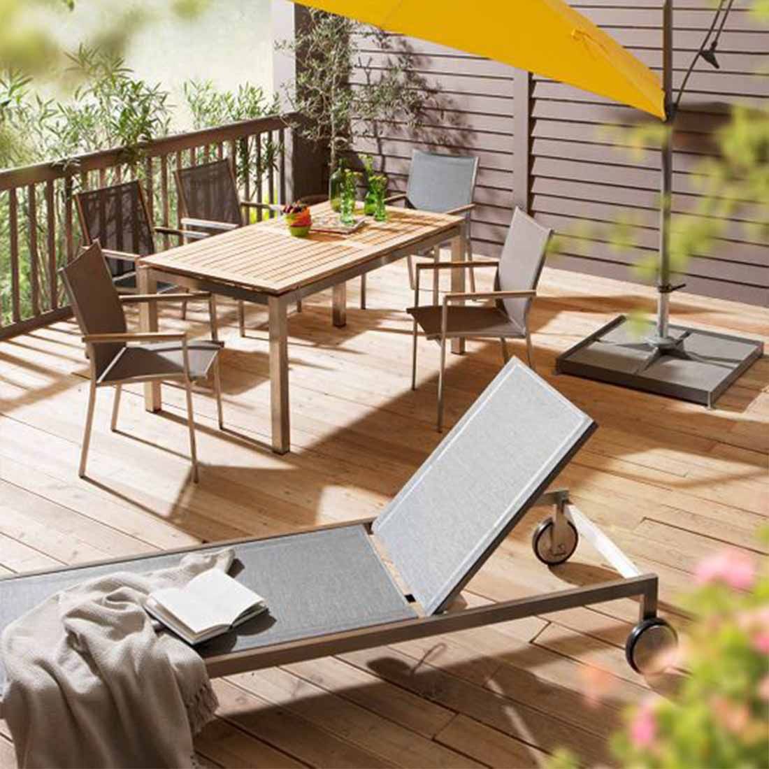 Stern Gartentisch 200x100cm Aluminium/Teak