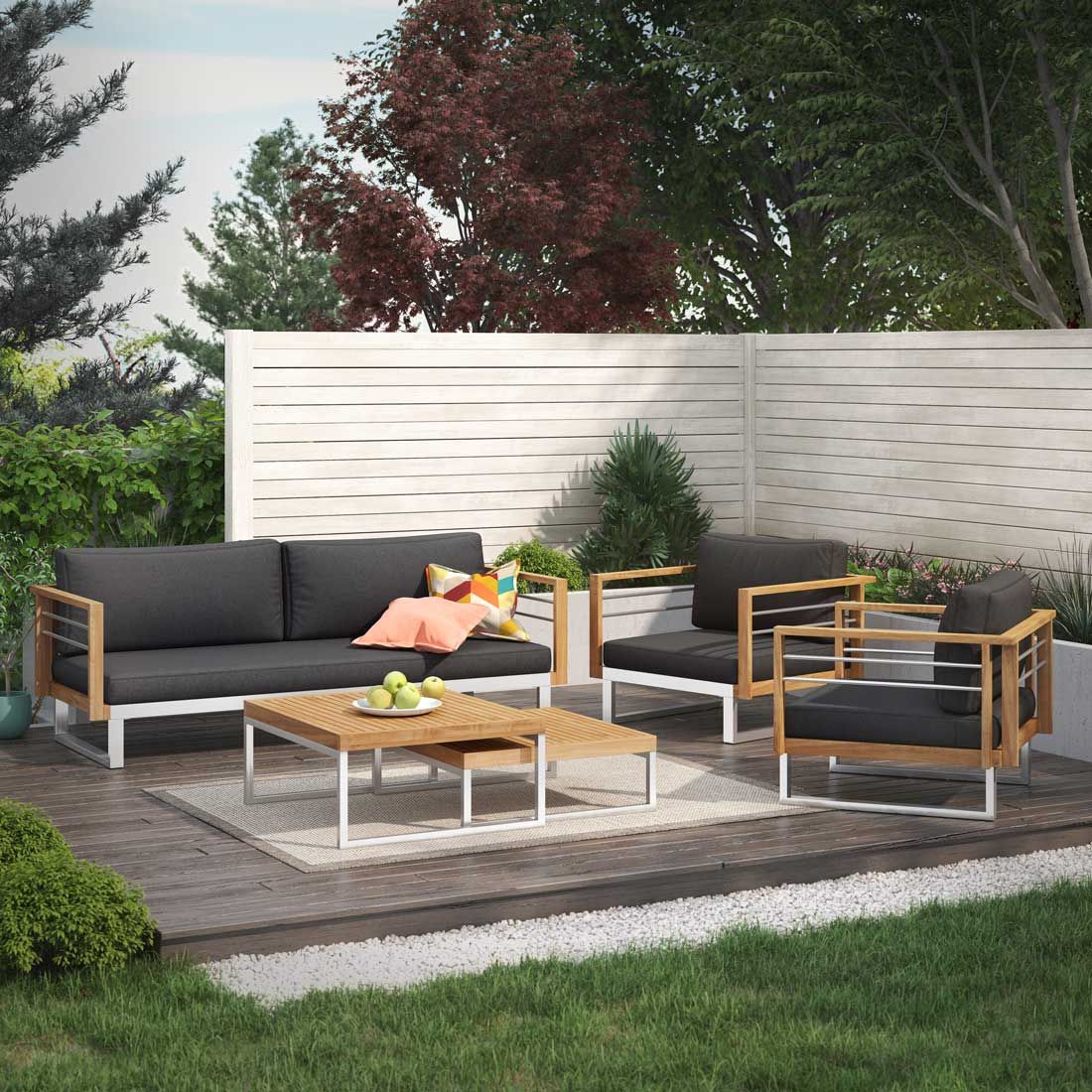 OUTLIV. Hawaii Loungesessel Edelstahl/Teak/Polster