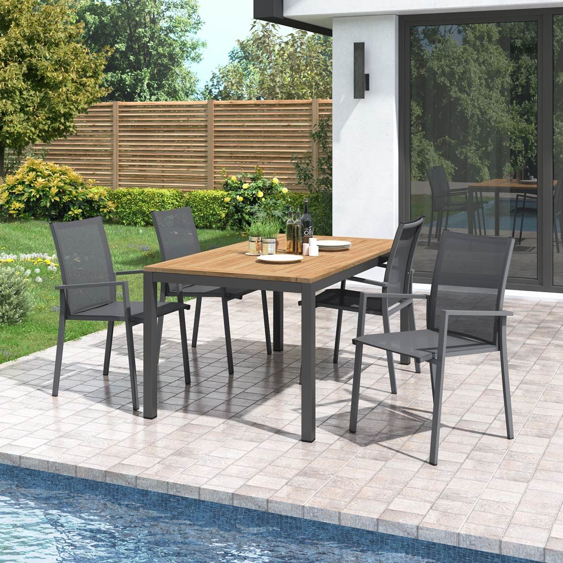OUTLIV. Kobe Gartenmöbel-Set M (4 Plätze) Tisch 160x90cm