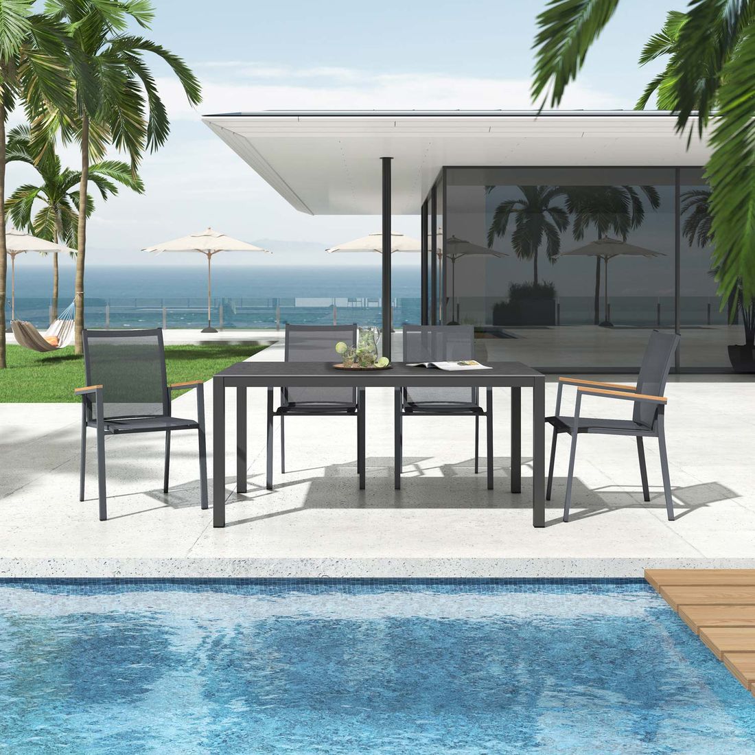 OUTLIV. Kobe Gartenmöbel-Set M (4 Plätze) Tisch 160x90cm
