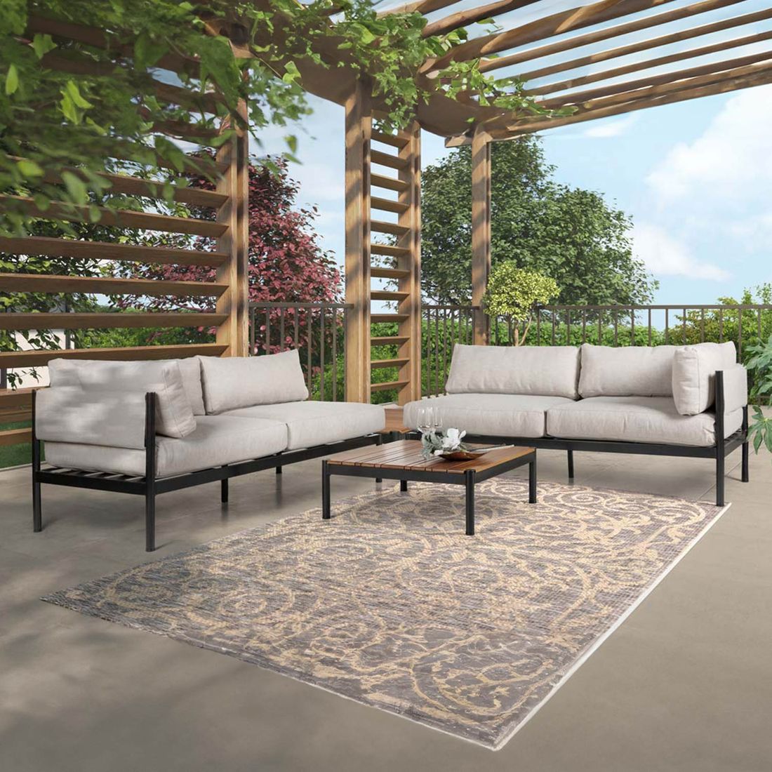 OUTLIV. Ecklounge inkl. Loungetisch Aluminium/Polypropylen