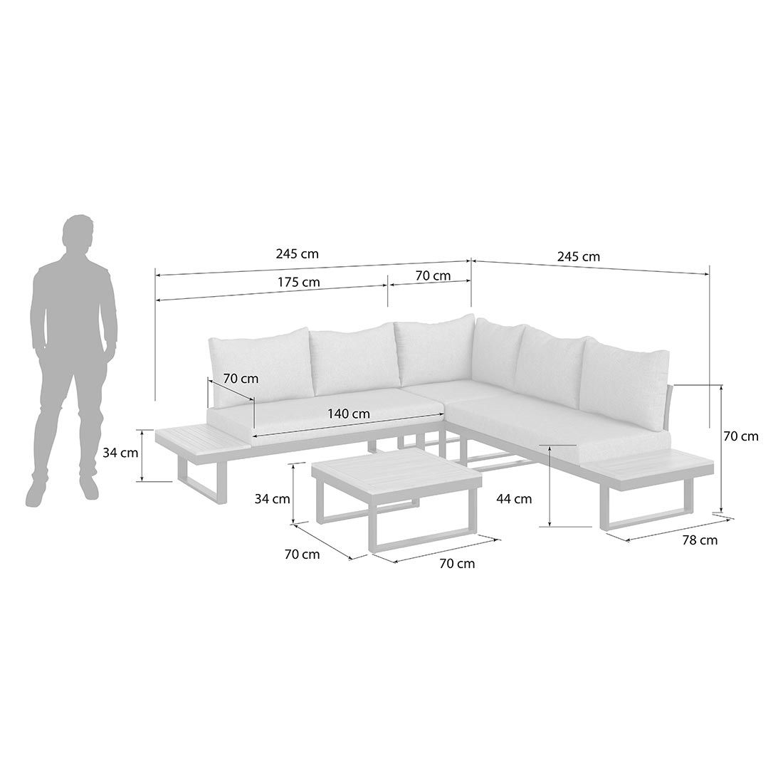 OUTLIV. Naxos Ecklounge inkl. Loungetisch Aluminium/Polyester