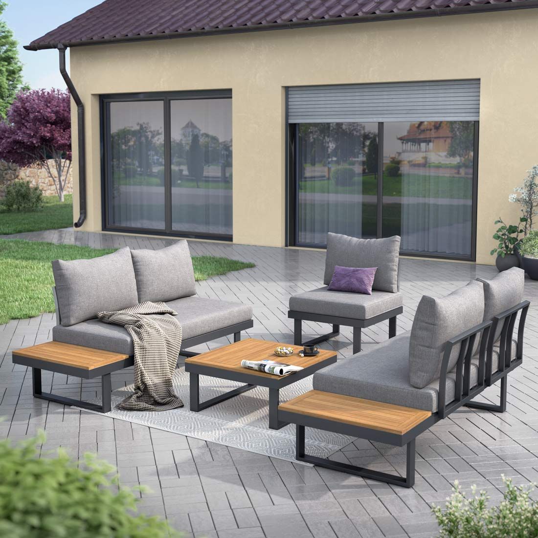 OUTLIV. Naxos Ecklounge inkl. Loungetisch Aluminium/Polyester