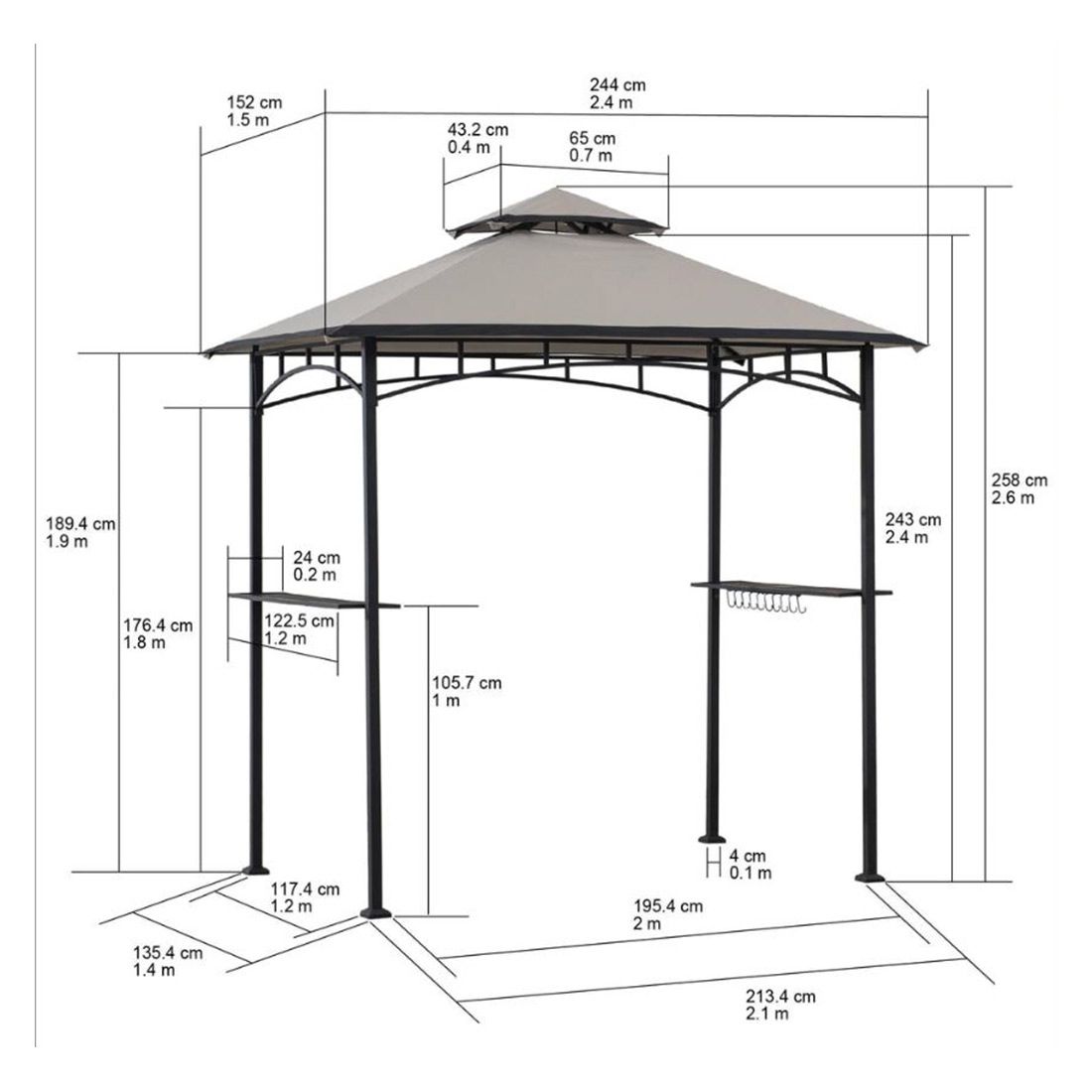 OUTLIV. Grillpavillon 152x244cm Stahl/Kunstfaser