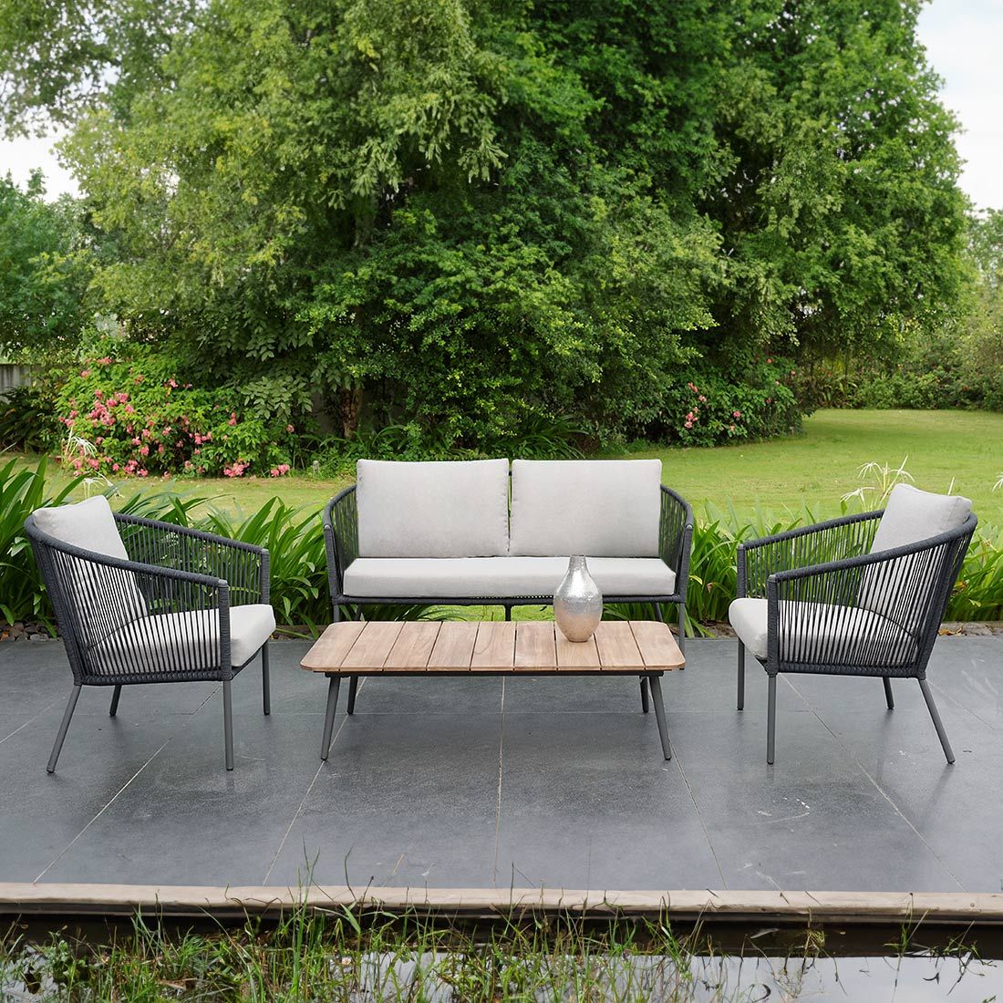 OUTLIV. Reims Loungeset inkl. Loungetisch Stahl/Rope