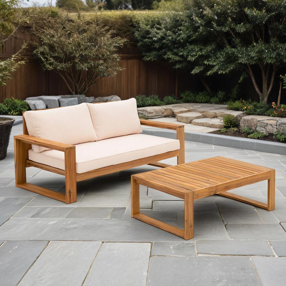 OUTLIV. Santa Cruz Loungeset inkl. Loungetisch Akazie/Polyester