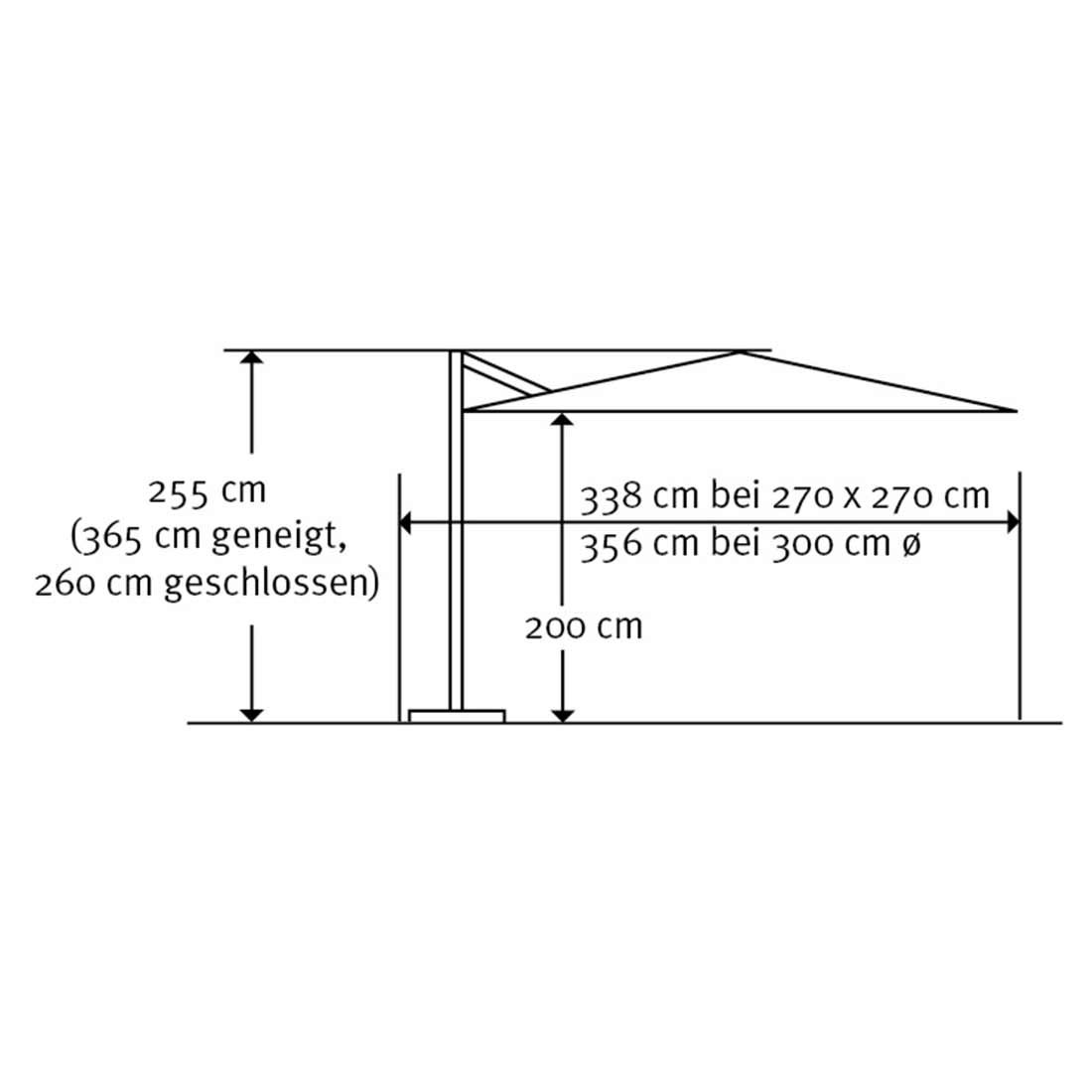 Schneider Rhodos Basic Twist Ampelschirm 270x270cm