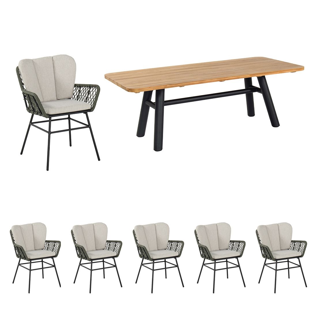 SCHÖNER WOHNEN-Kollektion Benet Gartenmöbel-Set L (6 Plätze) Tisch 220x110cm