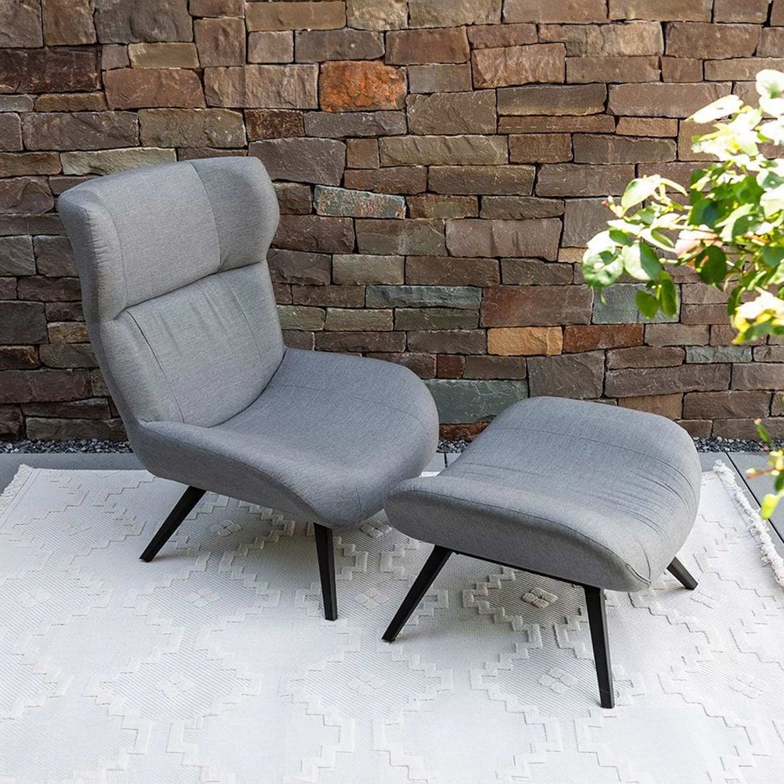 SCHÖNER WOHNEN-Kollektion Elin Loungesessel inkl. Hocker Aluminium/Sunbrella