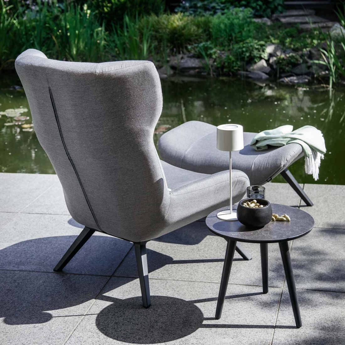 SCHÖNER WOHNEN-Kollektion Elin Loungesessel inkl. Hocker Aluminium/Sunbrella