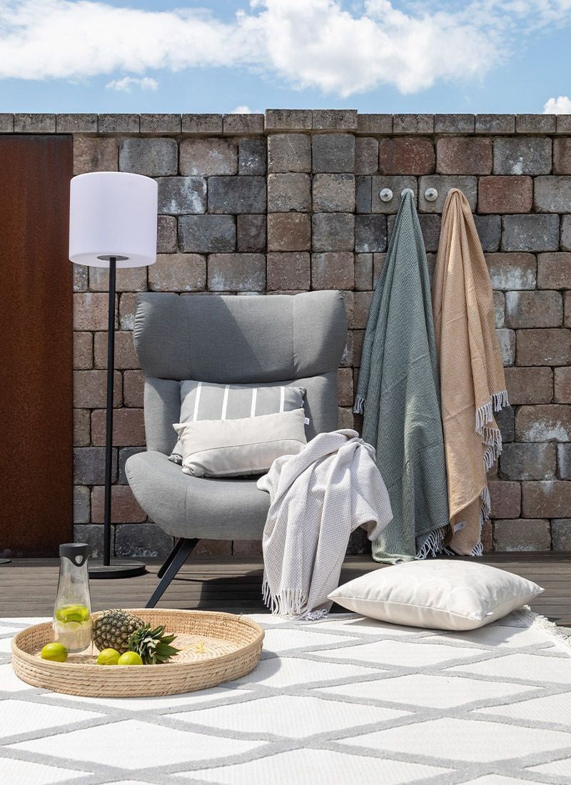 SCHÖNER WOHNEN-Kollektion Elin Loungesessel inkl. Hocker Aluminium/Sunbrella