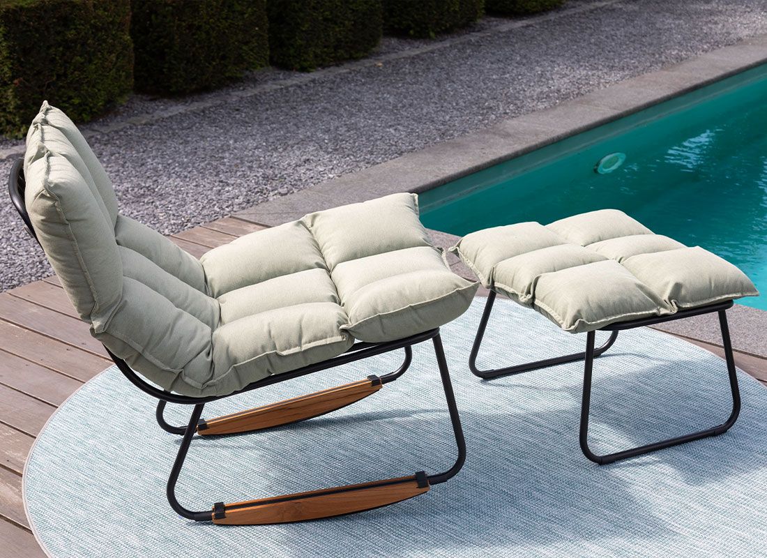 Schöner Wohnen Leska Schaukelstuhl inkl. Hocker Aluminium/Sunbrella