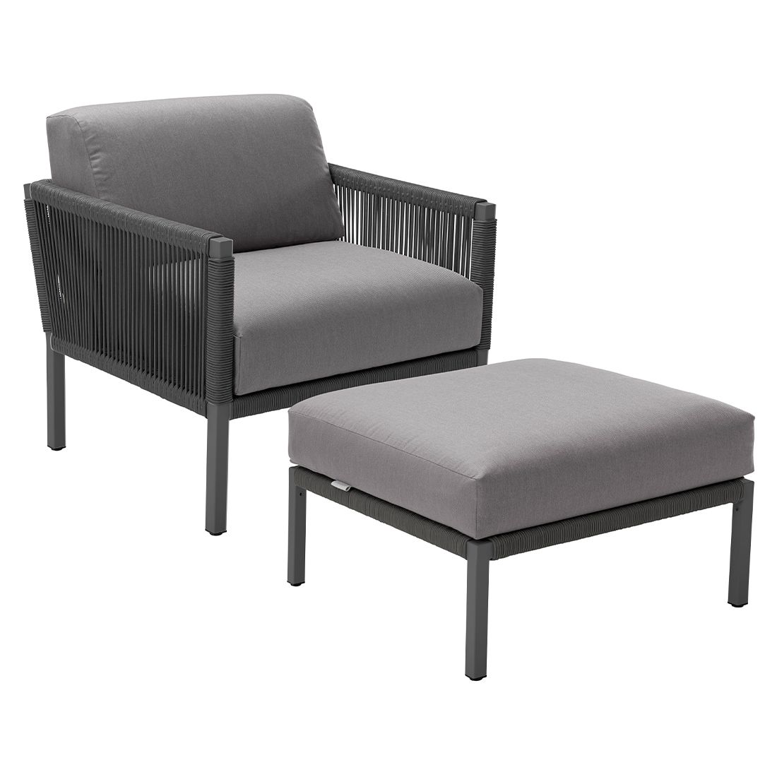 Solpuri Club Loungesessel inkl. Hocker Aluminium/Rope
