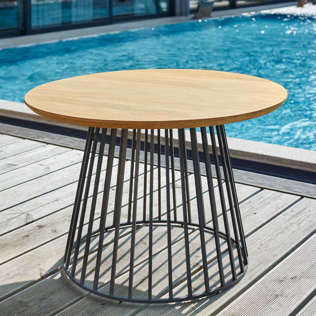Solpuri Grid Loungetisch Aluminium/Teak