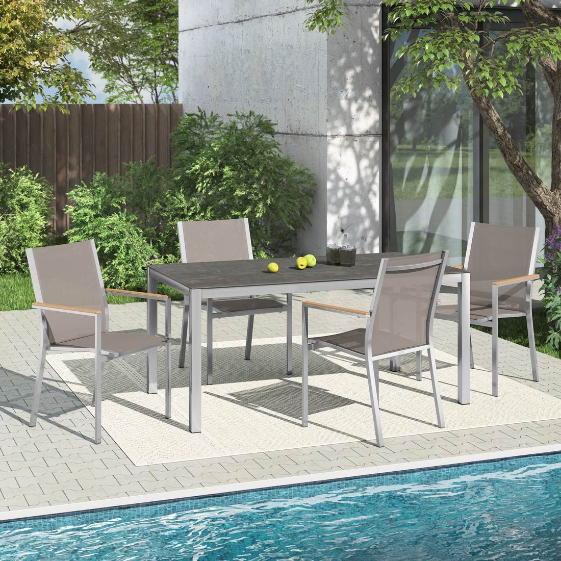 Stern Cardiff Gartenmöbel-Set M (4 Plätze) mit OUTLIV. Tisch 160x90cm