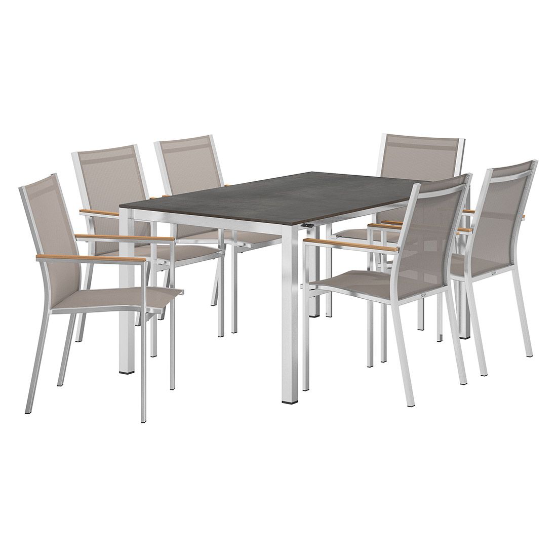 Stern Cardiff Gartenmöbel-Set L (6 Plätze) mit OUTLIV. Tisch 160/217/267x91cm