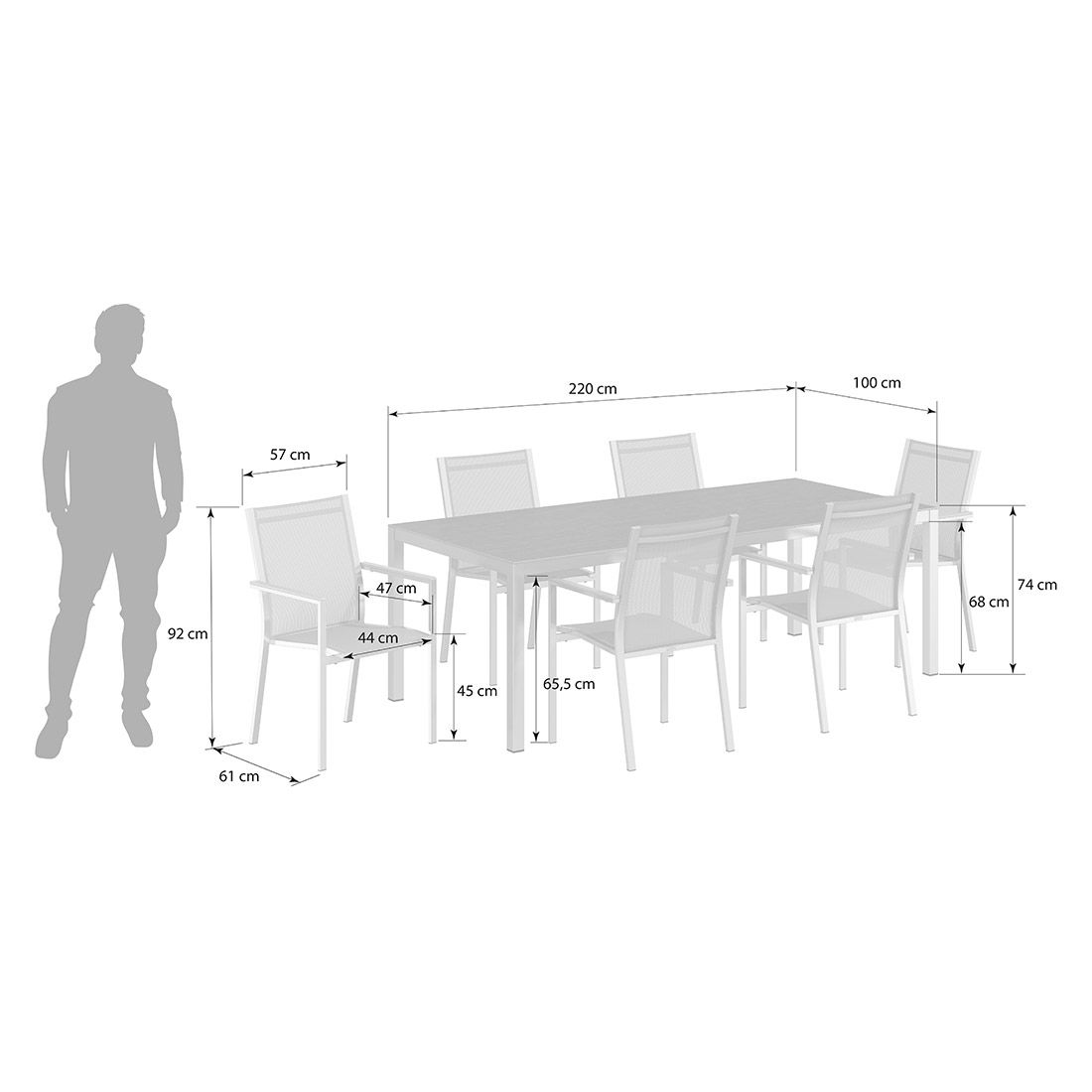 Stern Cardiff Gartenmöbel-Set L (6 Plätze) mit OUTLIV. Tisch 220x100cm