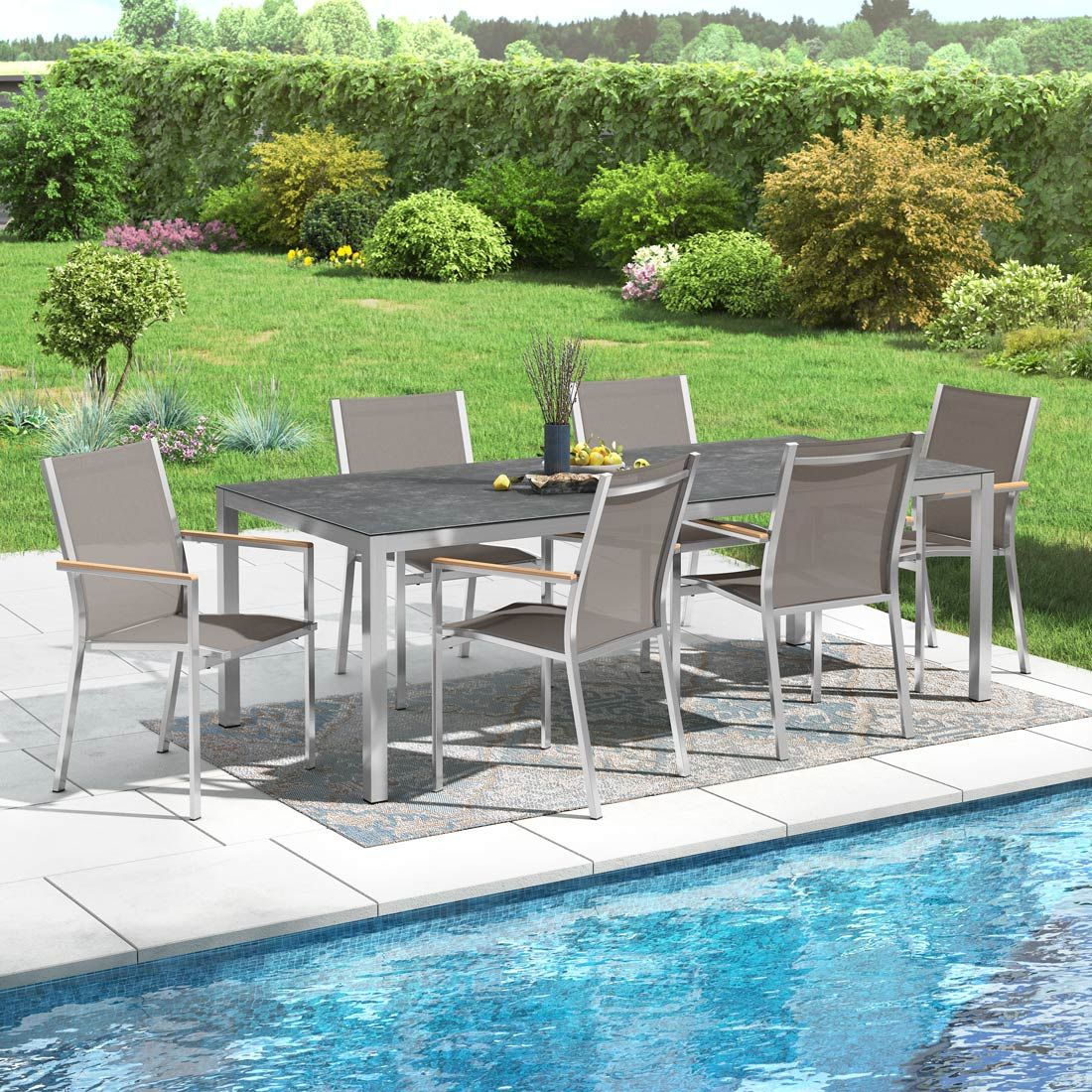 Stern Cardiff Gartenmöbel-Set L (6 Plätze) mit OUTLIV. Tisch 220x100cm