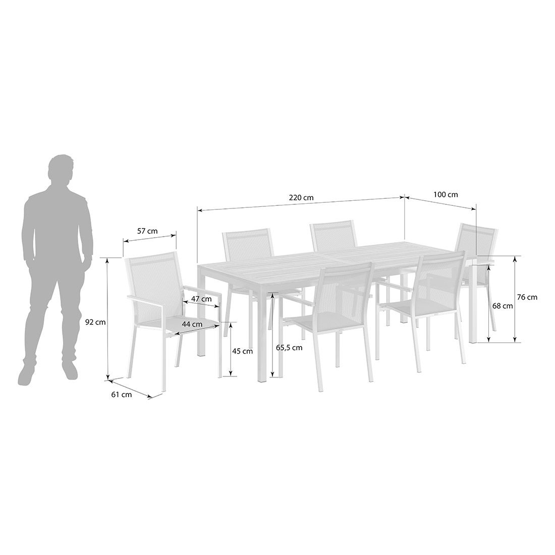 Stern Cardiff Gartenmöbel-SetL (6 Plätze) mit OUTLIV. Tisch 220x100cm