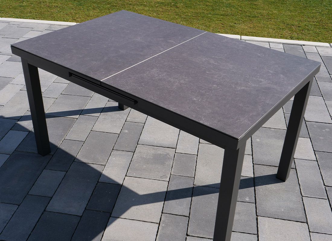 Sungörl Bamberg Ausziehtisch 140/180x90cm Aluminium/Glaskeramik