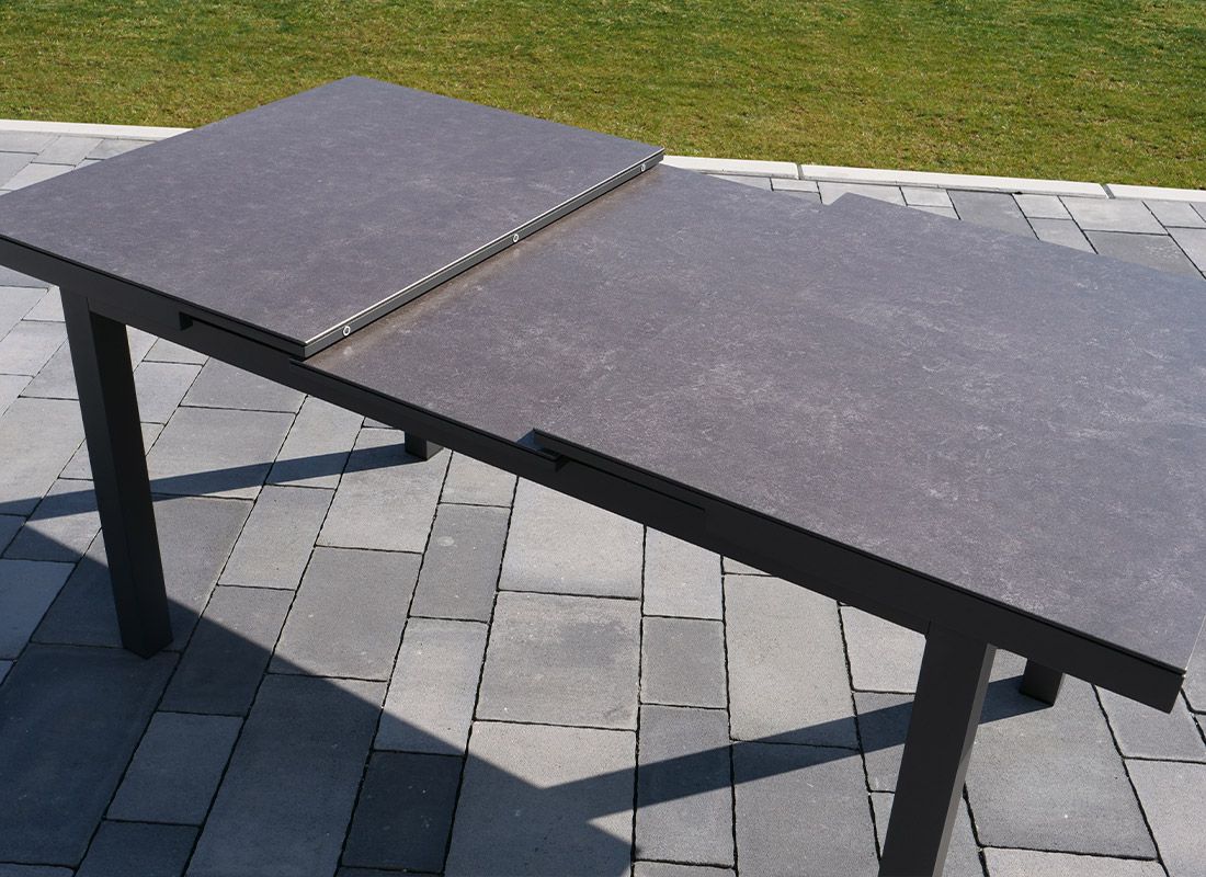 Sungörl Bamberg Ausziehtisch 140/180x90cm Aluminium/Glaskeramik