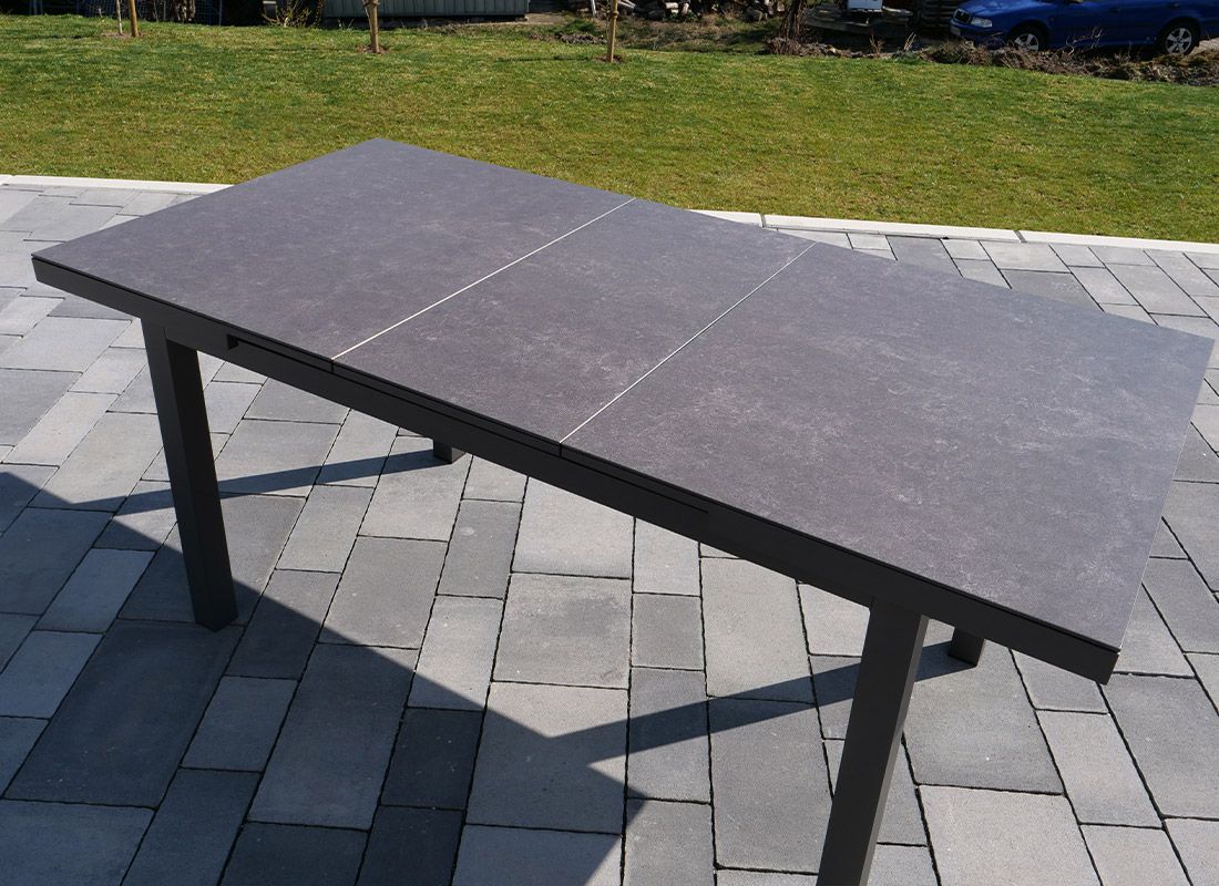 Sungörl Bamberg Ausziehtisch 140/180x90cm Aluminium/Glaskeramik