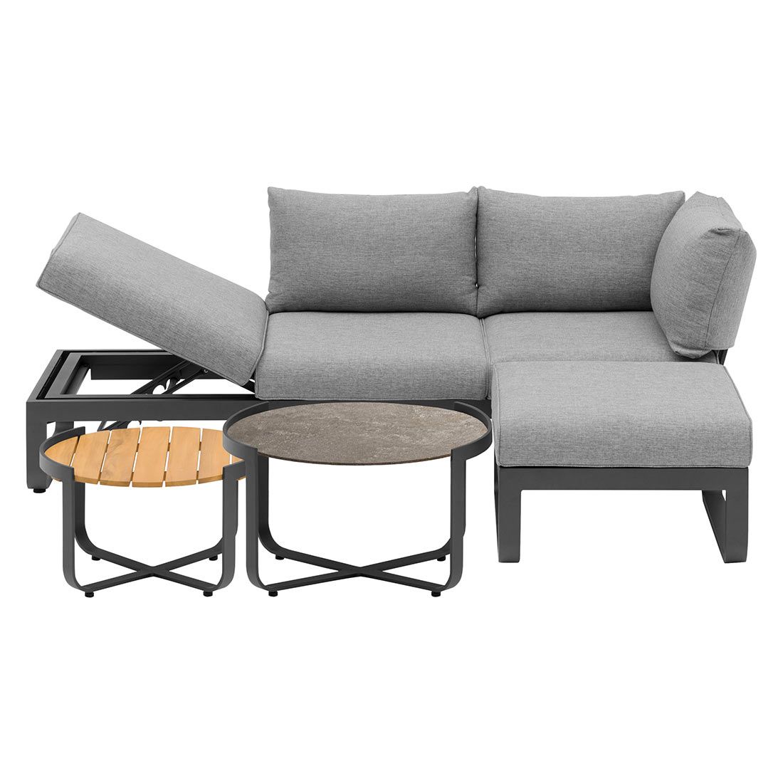 Zebra Fly Loungeset inkl. Loungetisch Aluminium/Teak/Olefin